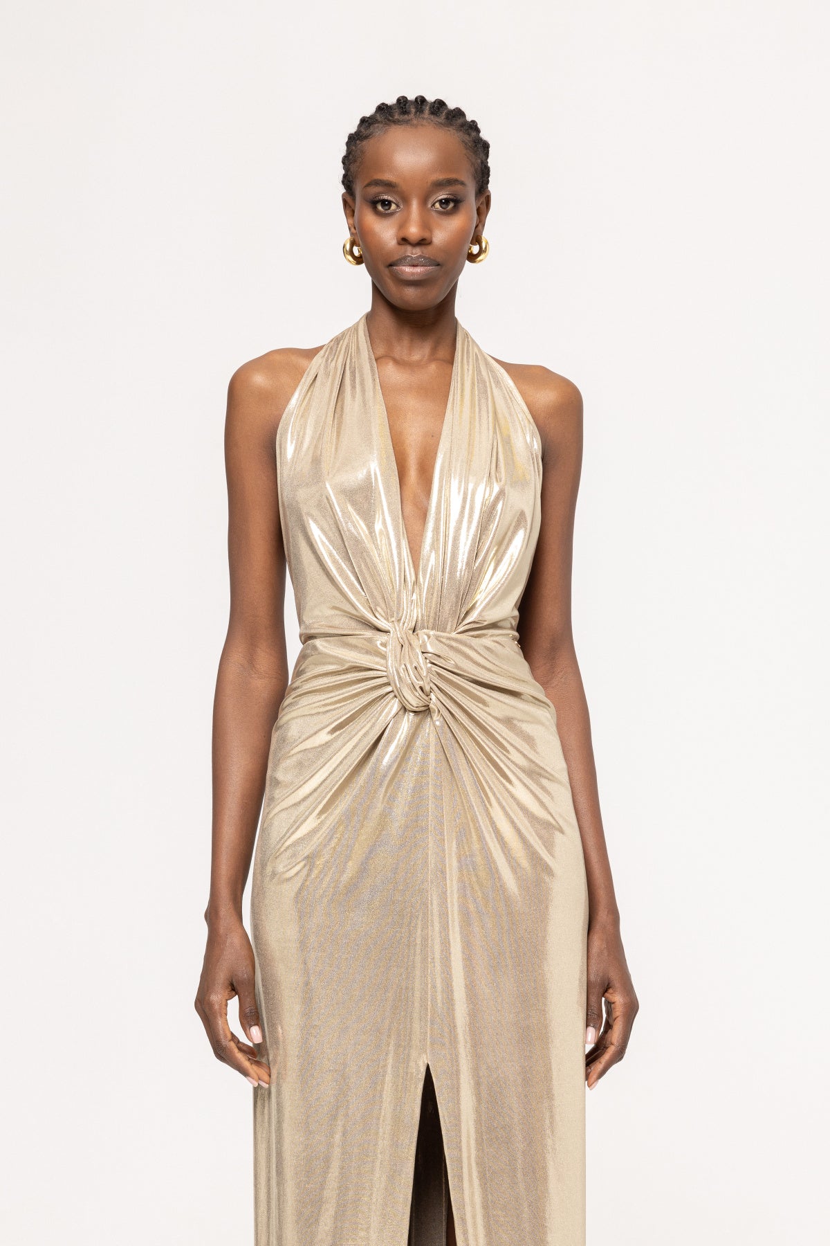 Backless Lamé Maxi Dress