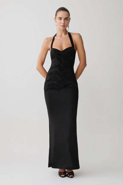 Hoai Gathered Slinky Halter Maxi Dress