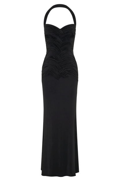 Hoai Gathered Slinky Halter Maxi Dress